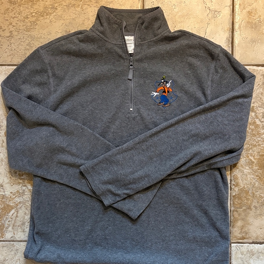 Disney Dark Gray Zip-Up Sweater with Goofy